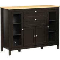 Modern Storage Cabinet Sideboard Oak Top 4 Doors 2 Drawers 5 Adjustable Shelves Brown