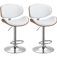 HOMCOM Set da 2 Sgabelli da Bar Altezza Regolabile, 53x52x112 cm, Bianco Aosom Italy