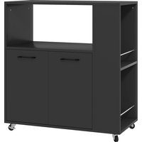 HOMCOM Kitchen Trolley on Wheels, Rolling Kitchen Island Cart with 2-Door Cabinet, Spice Rack and Adjustable Shelf, Black | Aosom Ireland