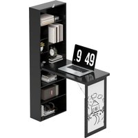 HOMCOM Bureau Moderne Pliable avec Bibliothèque et Tableau, en Bois et Métal, 98x51x153 cm, Noi