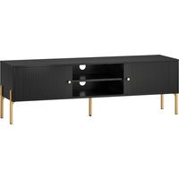 HOMCOM TV Stand for TVs up to 65", Entertainment Center with 2 Open Shelves, 2 Cabinets and Steel Legs for Living Room, Black | Aosom Ireland