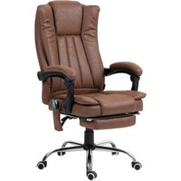 Vinsetto massierender und beheizbarer Bürostuhl, Bürostuhl, ergonomischer Stuhl mit höhenverstellbarer Sitzfläche, neigbarer Rückenlehne, Fußstütze und kabelgebundener Fernbedienung, 360° drehbar, braun Aosom
