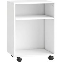 HOMCOM Druckerständer Druckertisch mit 2 offenem Regal feststellbaren Rollen Schreibtisch Organizer für Drucker Druckerhalter Druckerwagen für Büro Zuhause Office Fax Scanner 40 x 35 x 56 cm, Weiß Aosom