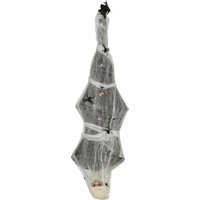 HOMCOM 170cm Halloween Dekoration Halloween-Mumie Hängend Skelett mit Augenglühen, Horror-Geräusche, Haustür Deko mit Spinnennetz in Lebensgröße für Indoor Outdoor Aosom