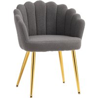 HOMCOM Lounge Chair Petal-Back Armchair Metal Metal Legs for Living Room Bedroom Grey