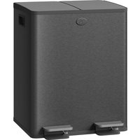 HOMCOM Küchen-Mülleimer mit 2 Fächern 2x 20 L, Edelstahl-Küchenabfalleimer mit Pedal, Soft-Close-Deckeln und herausnehmbarem Eimer für Recycling und Küchenabfälle, Schwarz Aosom