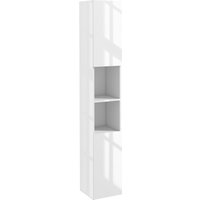kleankin Hoher Badezimmerschrank, schmaler Badschrank mit Türen und verstellbaren Einlegeböden, 30x30x81,5 cm, Weiß Hochglanz Aosom