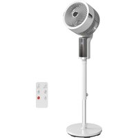 HOMCOM Ventilateur sur pied silencieux 20 dB pour chambre, ventilateur avec oscillation à 90°, 8 vitesses et lumière LED, blanc