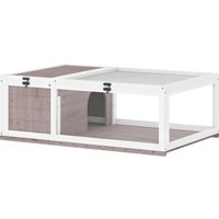 PawHut Casa per Tartarughe di Terra in Legno di Abete con Pannello Apribile e 2 Spazi Separati, Marrone Chiaro Aosom Italy