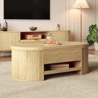 Lift-Top Coffee Table with Height-Adjustable Lift-Up Tabletop, Modern Center Table with Extendable Lower Shelf, 110L x 55.5W x 40H cm, Wood Aosom UK