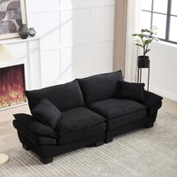 Oversized Two-Seater Sofa with Modern Deep-Seated Modular Design, Comfortable Daybed with Ergonomic Curves, 224L x 81W x 81H cm, Black Aosom UK