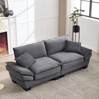 Oversized Two-Seater Sofa with Modern Deep-Seated Modular Design, Comfortable Daybed with Ergonomic Curves, 224L x 81W x 81H cm, Dark Gray Aosom UK