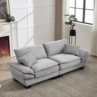 Oversized Two-Seater Sofa with Modern Deep-Seated Modular Design, Comfortable Daybed with Ergonomic Curves, 224L x 81W x 81H cm, Light Gray Aosom UK