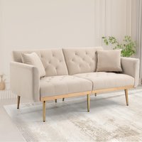 Modern 2-Seater Sofa with 3-Position Adjustable Backrest, Convertible Loveseat with Thick Padded Cushions, 165L x 72.5W x 75H cm, Beige Aosom UK