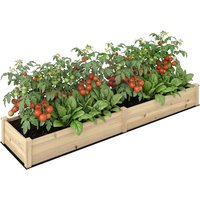 Outsunny Lit de jardin surélevé pot de fleurs bac à plante 244 x 61,5 x 27 cm bois massif-AOSOM.fr