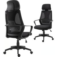 Vinsetto Chaise bureau ergonomique, fauteuil de bureau en maille, appui-tête, hauteur réglable, 64 x 55 x 116-126 cm, noir