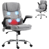 HOMCOM Fauteuil de bureau massant et chauffant, chaise de bureau ergonomique avec hauteur réglable, fonction à bascule, noir