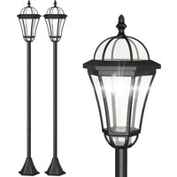 Outsunny 2 lampadaires sur pied solaires d'extérieur jardin avec 2 lampes LED blanc 3500K IP44 Ø18,5 x 129H cm noir Aosom France
