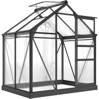 Outsunny 6 x 4ft Polycarbonate Greenhouse - Large Walk-In Green House with Sliding Door and Window, Garden Plants Growth House with Aluminium Frame and Foundation, Grey | Aosom Ireland