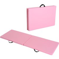 HOMCOM Tapis de gymnastique yoga pilates fitness pliable portable grand confort 180L x 60l x 5H cm revêtement synthétique rose