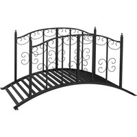 Outsunny Pont de Jardin Pont en acier avec Garde-corps latéraux, Charge Maximale 120 KG, décoration Jardin, 119 x 67 x 70 cm noir