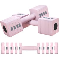 SPORTNOW Adjustable Dumbbell Set of 2, Each 1/2/3/4/5 kg Weight, 5-in-1 Weights Dumbbells Set with Non-Slip Handle, Pink | Aosom Ireland