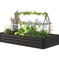 Outsunny Carré potager jardinière rectangulaire en acier galvanisé tuteurs pour tomates et plan
