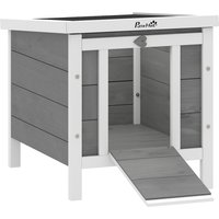PawHut Wooden Rabbit Hutch Bunny Puppy Cage Guinea Pig Hutch, Rabbit Hideaway, Cat House, Pet Habitat Small Animals Ferret 51 x 42 x 43 cm, Grey | Aosom Ireland
