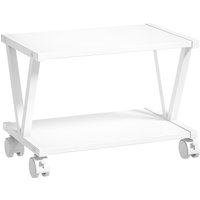 HOMCOM Druckerwagen mit 2 Ablagen, Druckerhalter mit gebremsten Rollen, V-förmiger Rahmen, modern und platzsparend aus Metall, unter dem Schreibtisch, für Zuhause, Studio, Büro, Weiß Aosom