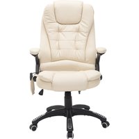 HOMCOM Massagesessel Bürostuhl Chefsessel mit 6-Punkt Vibrationsmassage und Wärmefunktion, drehbar aus Kunstleder in Beige Aosom.de