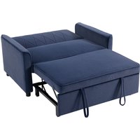 2 Seater Sofa Bed 3 1 Convertible Pull Out Sleeper Sofa Clik Clack Adjustable Backrest Dark Blue