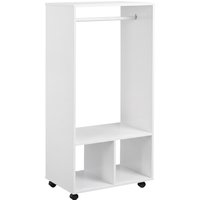 HOMCOM HOMCOM Mobiler Kleiderschrank Garderobe Schrank mit Regal 4 Schwenkräder für Wohnzimmer Schlafzimmer, Aluminiumlegierungen, 60 x 40 x 128 cm, Weiß Aosom