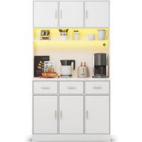 Buffet de cozinha multifuncional, 3 gavetas silenciosas e 6 portas de armário, 100x40x180 cm, Branco AOSOM Portugal