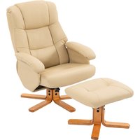 HOMCOM Relaxsessel mit Fußhocker, drehbar 360° und verstellbarer Rückenlehne, TV-Sessel, belastbar bis 120 kg, für Wohnzimmer, Schlafzimmer, Büro, Beige Aosom