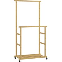 HOMCOM HOMCOM Kleiderständer mit Rollen, Garderobenständer mit Kleiderstange, Schuhablage, Garderobe aus Bambus für Schlafzimmer, Ausstellungen, Waschküche, Natur Aosom