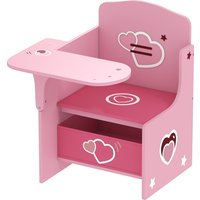 AIYAPLAY Kinder-Tisch-und-Stuhl-Set für 3-5 Jahre, MDF, 2-in-1 Tisch & Stuhl mit Herzmotiven, integrierte Aufbewahrung, für Kinderzimmer und Spielzimmer, Rosa Aosom
