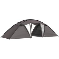Outsunny Familien-Campingzelt für 4-6 Personen, Tunnelzelt wasserdicht 3000 mm mit 2 Türen, Fenster, Tragetasche, Bodenplane für Camping Reise Wandern Garten, schwarz Aosom
