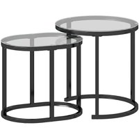 Nest Tables Steel Frame Tempered Glass Tabletop Modern Coffee Table Set 2