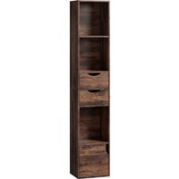 Bookcase Drawers Adjustable Shelf Bookshelf 2 Drawers Cabinet 158 cm Rustic