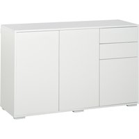 HOMCOM Sideboard Aparador, 2 gavetas, Push-Click, 117 cm x 36 cm x 74 cm, Branco Aosom Portugal
