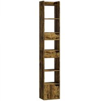 Bookcase Tall Narrow 5 Tiers Drawers Freestanding Bookshelf Storage Cabinet Living Room Rustic