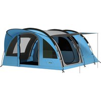 4 Person Easy Setup Family Camping Tent 2 Rooms Waterproof Tunnel Tent w Sewn Groundsheet Sky Blue & Grey