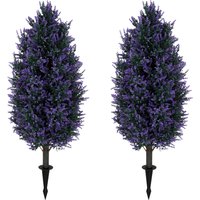 Set 2 Artificial Lavender Flowers Indoor Outdoor Fake Plants Stakes UV Resistant Garden 90 cm