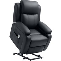 HOMCOM Riser and Recliner Chair with Vibration Massage, PU Leather Power Lift Chair for Elderly, Black