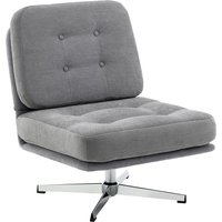 HOMCOM Sessel 360°Drehbarer Loungesessel mit Chenille-Optik, Breiter Sitzfläche, Schneidersitz Polsterstuhl mit Metallbeinen, Gepolstert Relaxsessel Lesesessel für Wohnzimmer, Schlafzimmer, Hellgrau Aosom