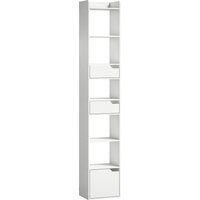 Bookcase Tall Narrow 5 Tiers Drawers Freestanding Bookshelf Storage Cabinet Living Room Wood Effect