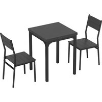 3 Piece Space Saving Kitchen Table Chairs Dining Table Set 2 Metal Legs Wood Effect