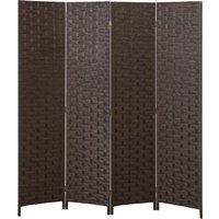 HOMCOM Wave Fibre Freestanding Folding Privacy Screen Panels, Room Divider, Dark Brown