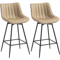 Set 2 PU Leather Swivel Bar Stools Light