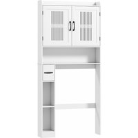 HOMCOM Meuble WC dessus de toilette meuble salle de bain avec placard à porte double et porte-p